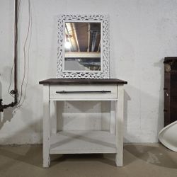 Farmhouse Distressed Console Table & Mirror Set, $135 (OBO)