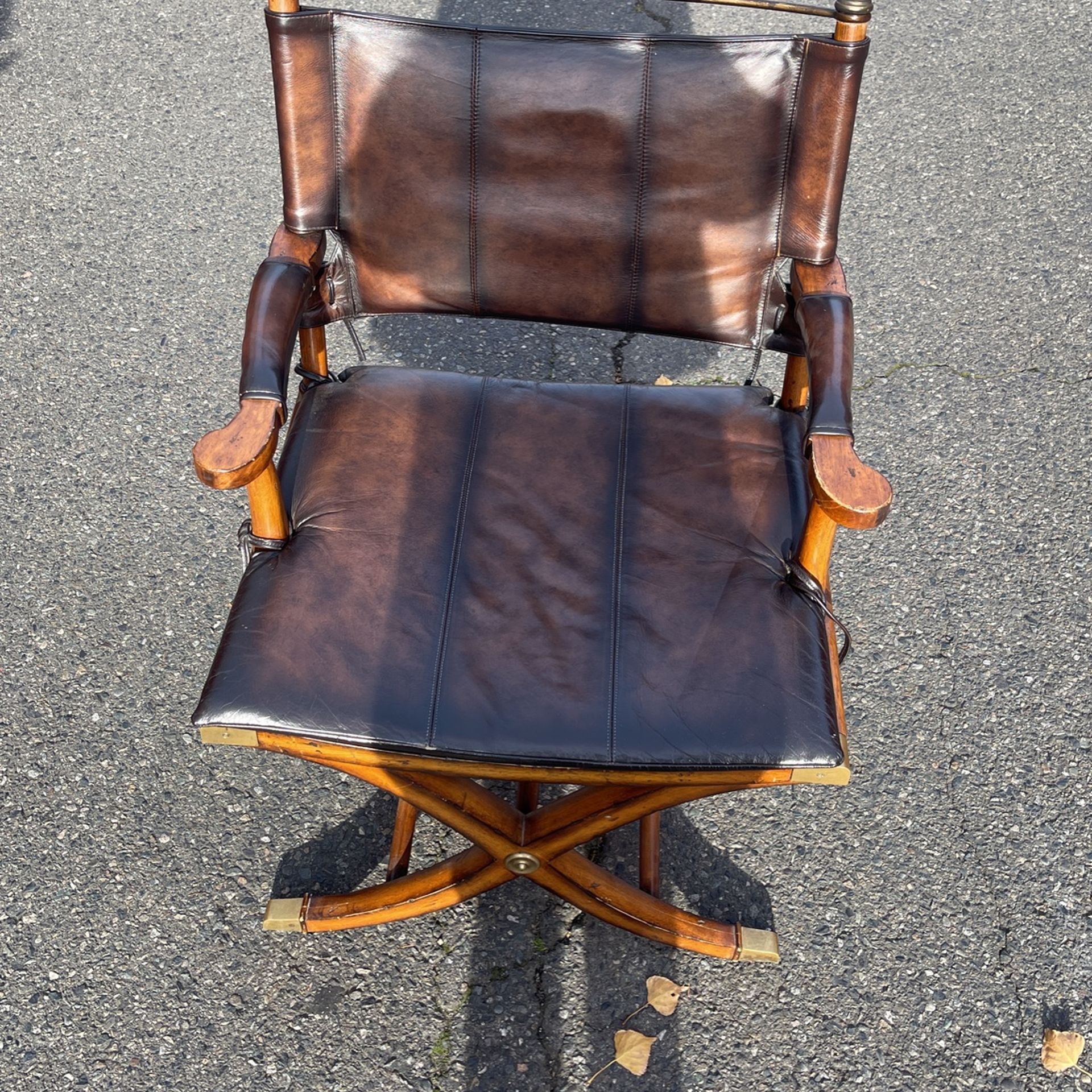 Vintage Thomasville Hemingway Collection Wide Chair - Campaign Style Mahogany & Leather