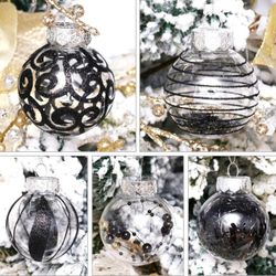 Set De Bolas Negras Para Decorar