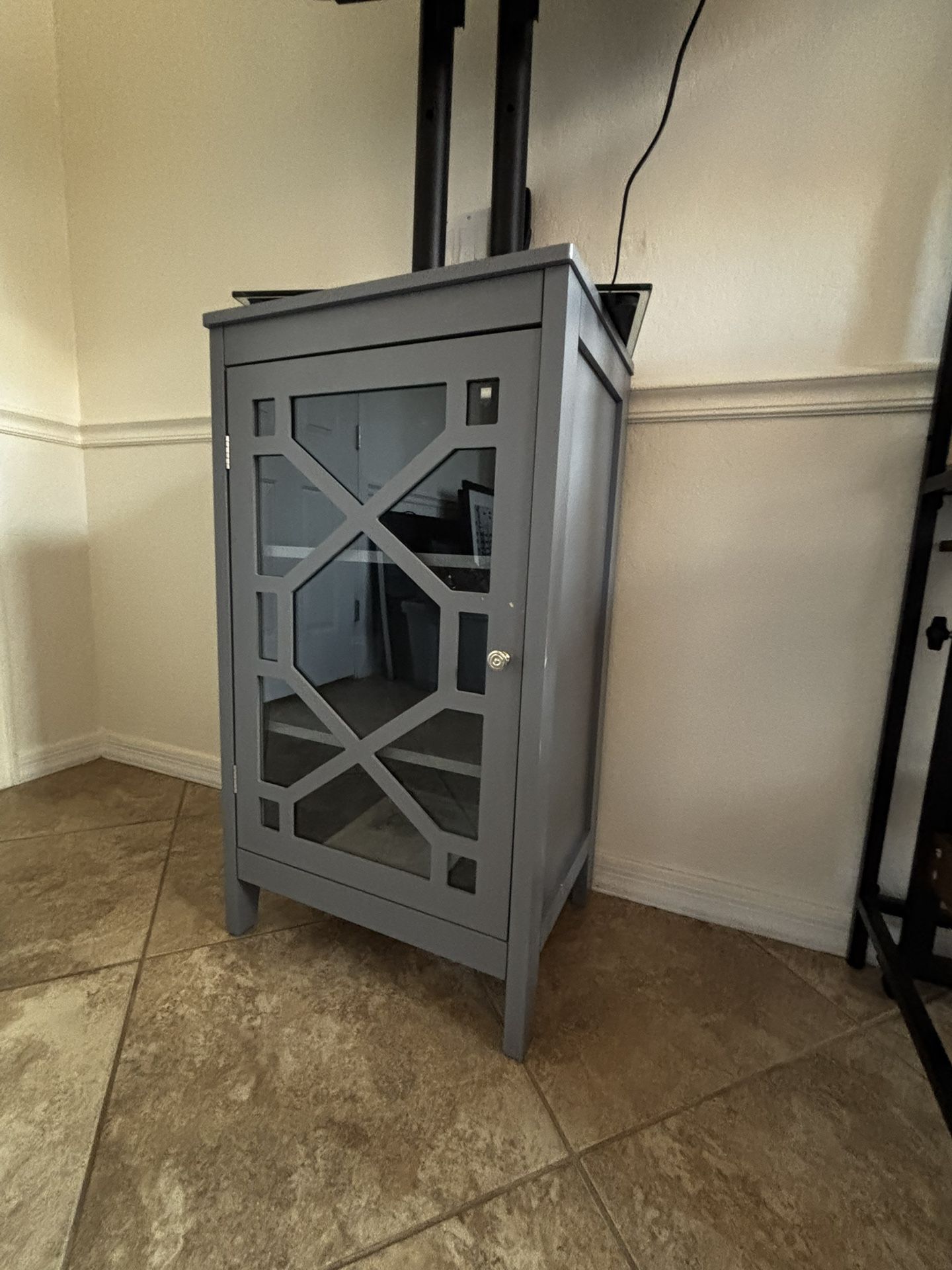 Gray Storage Shelves Side Table