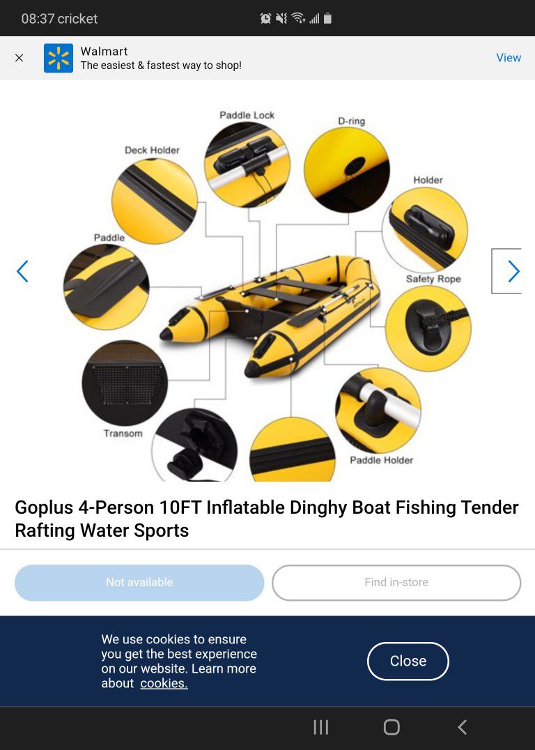 New In Box.  If you are looking for a inflatable dinghy boat which is the mix of security and practicality, Goplus is the most ideal one.
