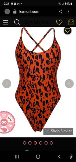 Orange Leopard Ladies Swimsuit