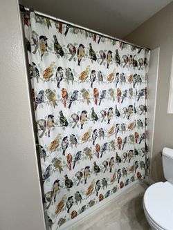 World Market Fabric Shower Curtain Birds Pattern 