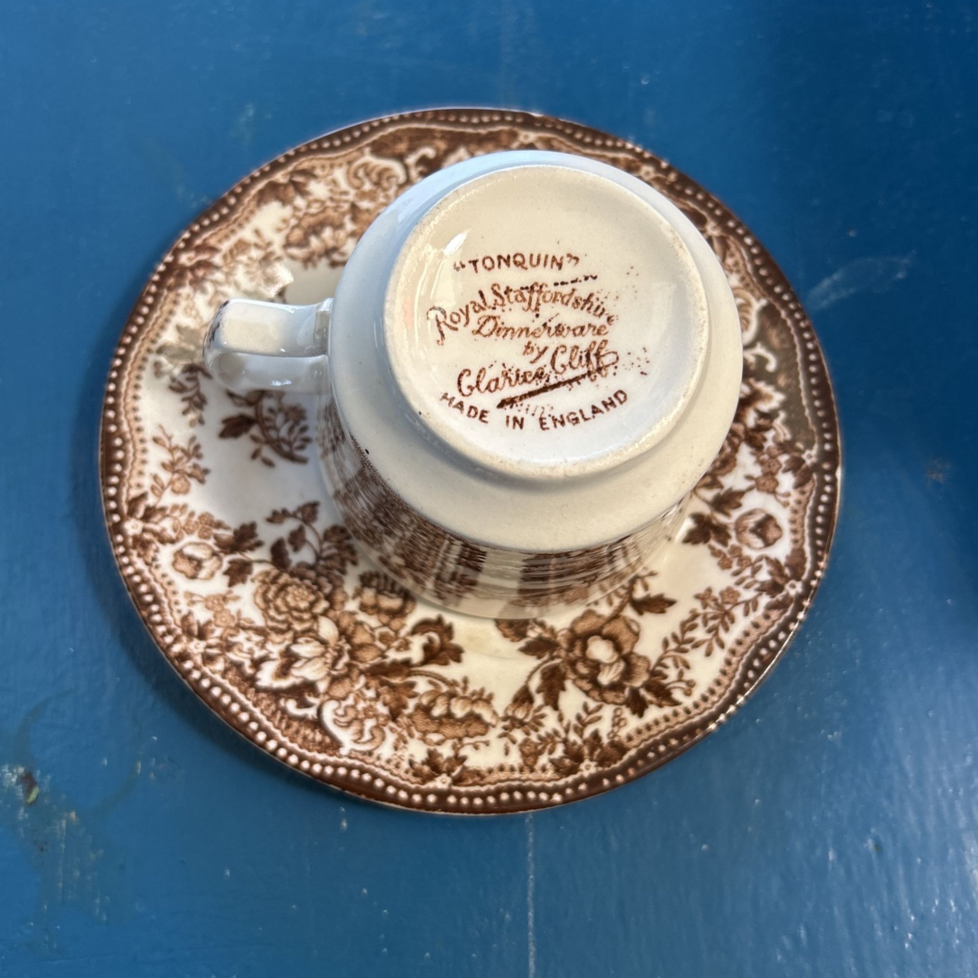 Royal Staffordshire Brown Tonquin Tea Cup And Saucer