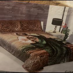 San Juditas 3 Pc Cobija De Borrego King Size Velvet Like