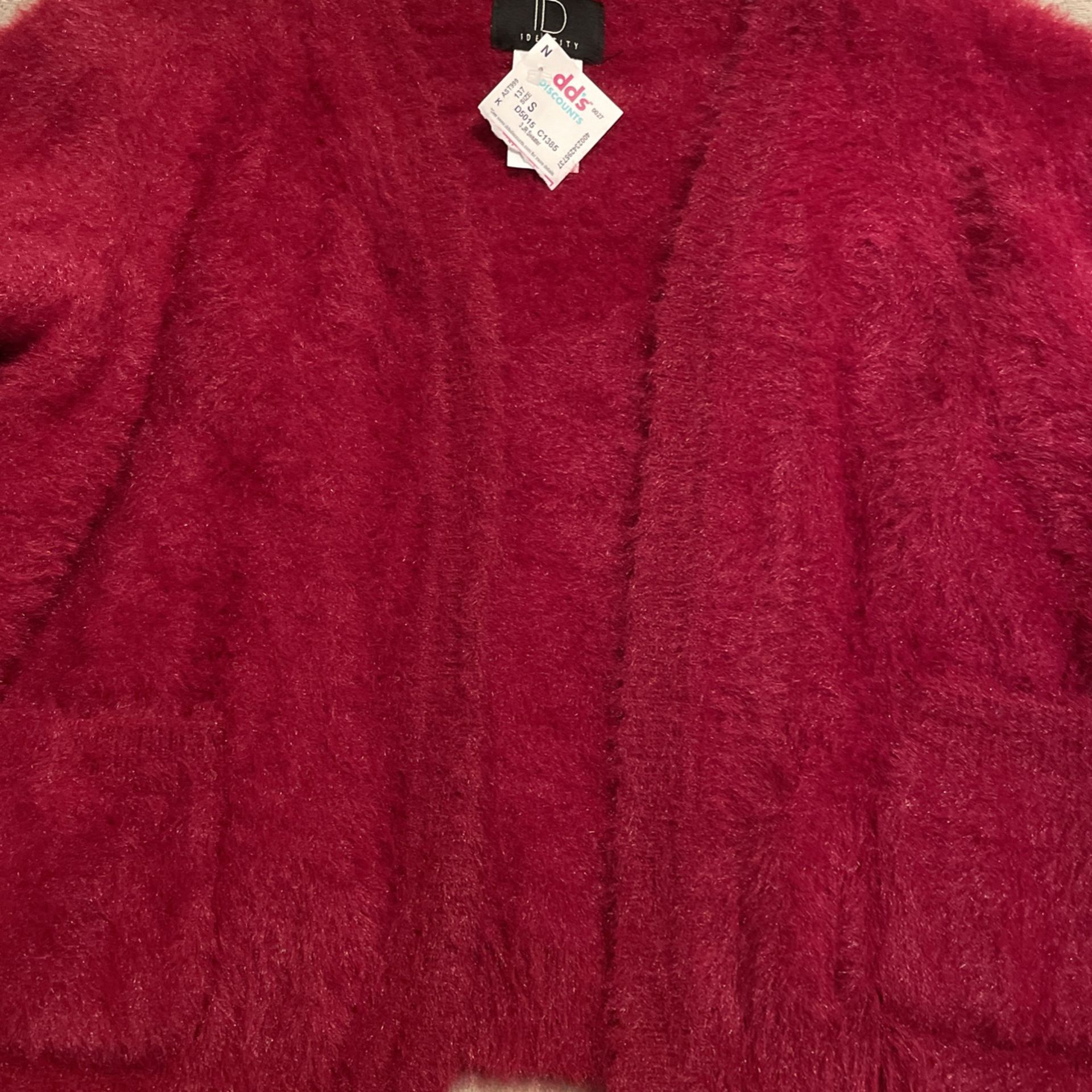 burgundy furry coat 