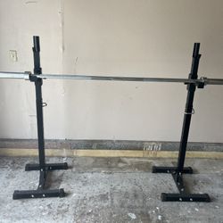 Adjustable Squat Rack + Barbell (Home Gym Setup)