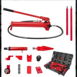 Stark USA 4 Ton Portable Power Kit, 1.2 M (3'11') Oil Hose, Hydraulic Jack Ram Auto Body Repair Power Tools for Cargo Handler Truck Bed Dump Truck Far
