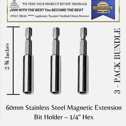 *NEW* 3-Pack Bits Power Drill Bit Magnetic High PSI Holder plus 1 X Blue Velvet Case  A&A Trusted Supply