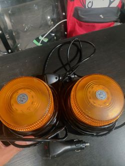 Amber LED Beacon Warning Lights DC 12-24V – Set of 2