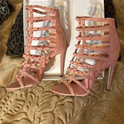 Light Pink Rhinestone & Stud Straps Size 8