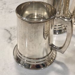 Silver Plated Tankard Mug With Clear Glass Bottoms 