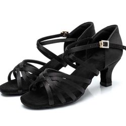 RoseMoli Women's Latin Dance Shoes Satin Professional Ballroom Salsa Practice Performance Dance Shoes Size 9