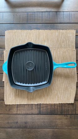 Le Creuset Cast Iron Grill & Panini Press - Caribbean Blue
