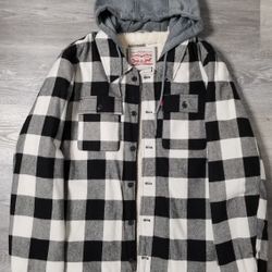 Mens Levi Sherpa Lined Flannel Jacket Size Large 