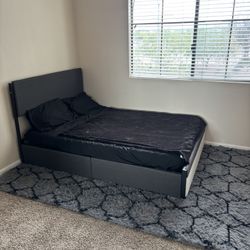 FULL BED FRAME SET + MATTRESS + RUG
