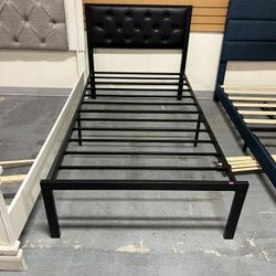 Black Tufted Twin Bed Frame (in store)