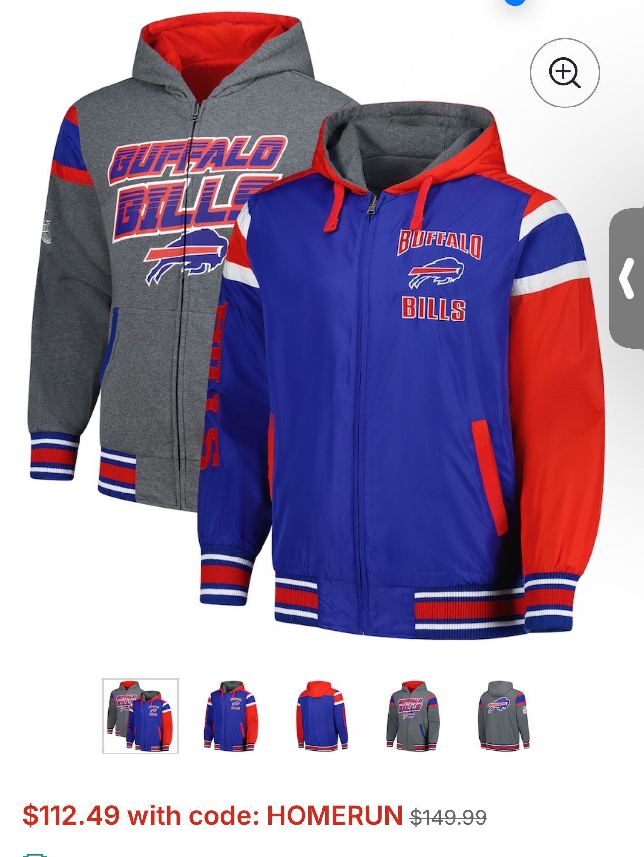 Buffalo Bills G-III Sports by Carl Banks Extreme Full Back Reversible Hoodie Full-Zip Jacket - Royal/Gray
