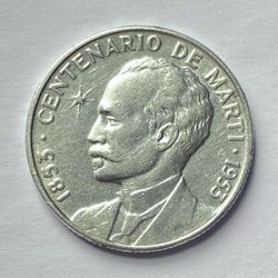 Centenario De Marti 1953  Moneda Rara De Encontrar . Material Plata 