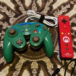 Wii Mario Controller And Wii  Zelda Wired Fight Pad 085-006 Zelda Green Link