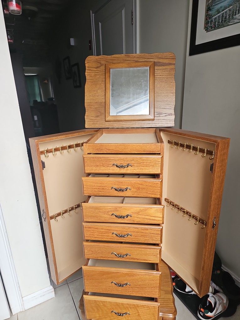 Vintage Pc Powell Free Standing Wardrobe Jewelry Box