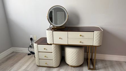 POVISON Luxury Makeup Vanity + Lighted Mirror & Stool