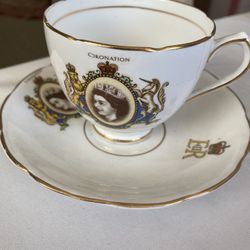 Vintage Tea Cup And Saucer  Queen Elizabeth II Coronation  