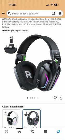 WESEARY Wireless Gaming Headset for Xbox Series XIS, 2.4GHz Ultra-Low Latency Headset with Noise Cancelling Mic for PC, PS5, PS4,