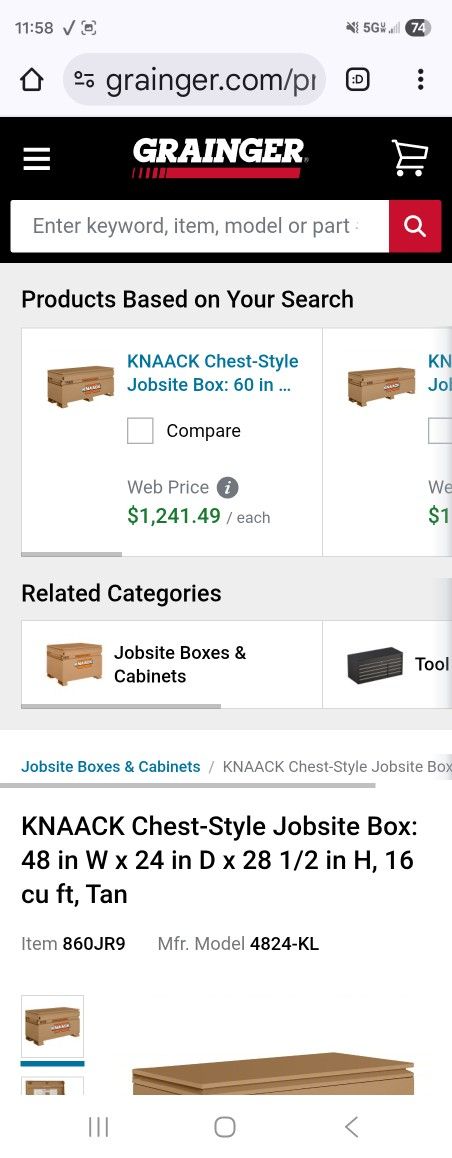 Knaack Chest Style Jobsite Box