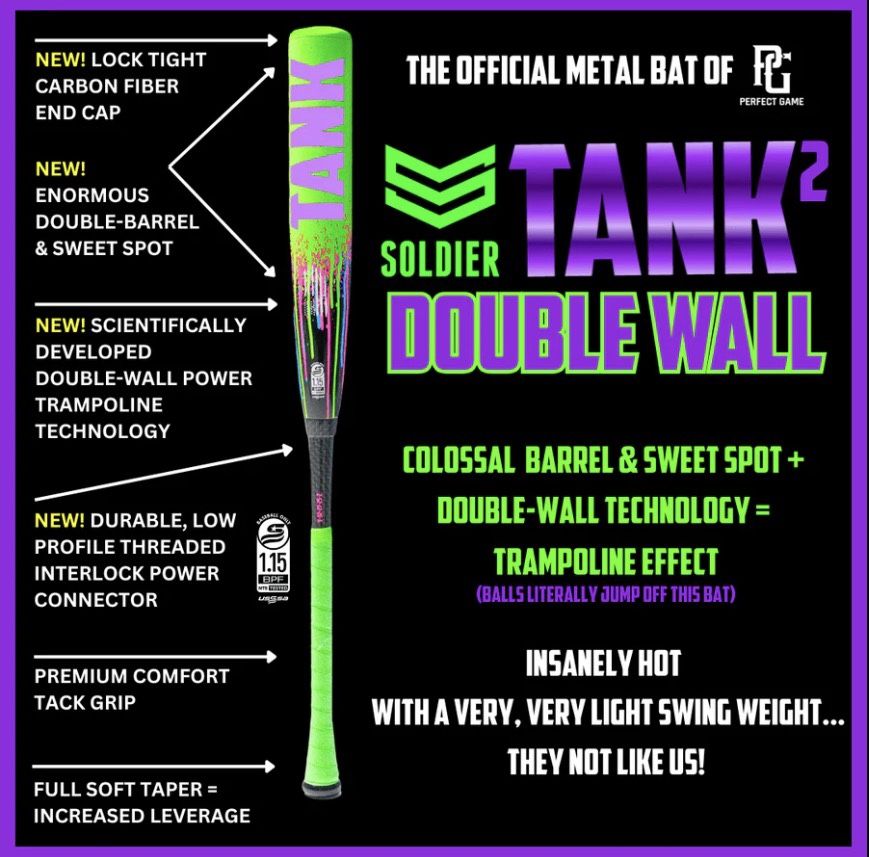 2026 SOLDIER TANK DOUBLE WALL USSSA YOUTH BASEBALL BAT