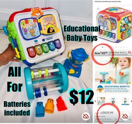 $12 Educational Baby Toys Vtech activities cube,Batta motor skills shapes & Sound,fisher price toy
