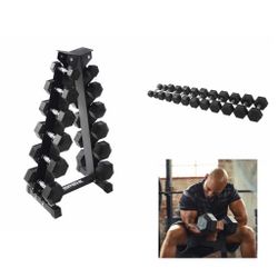 Inspire Fitness 210lb PVC Hex Dumbbell Set with Rack for Sale in