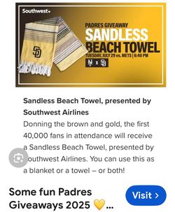 San Diego Padres Sandless Beach Towel