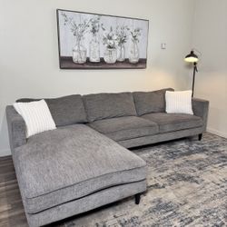 Lovely Gray L-Section Sofa, Grey Couch