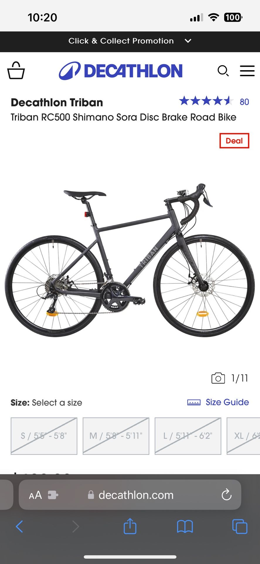 Used Triban RC500 Shimano Sora Disc Brake Road Bike