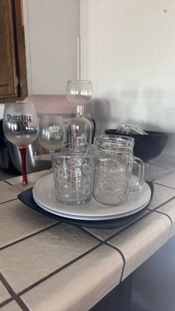 Plates and glassware