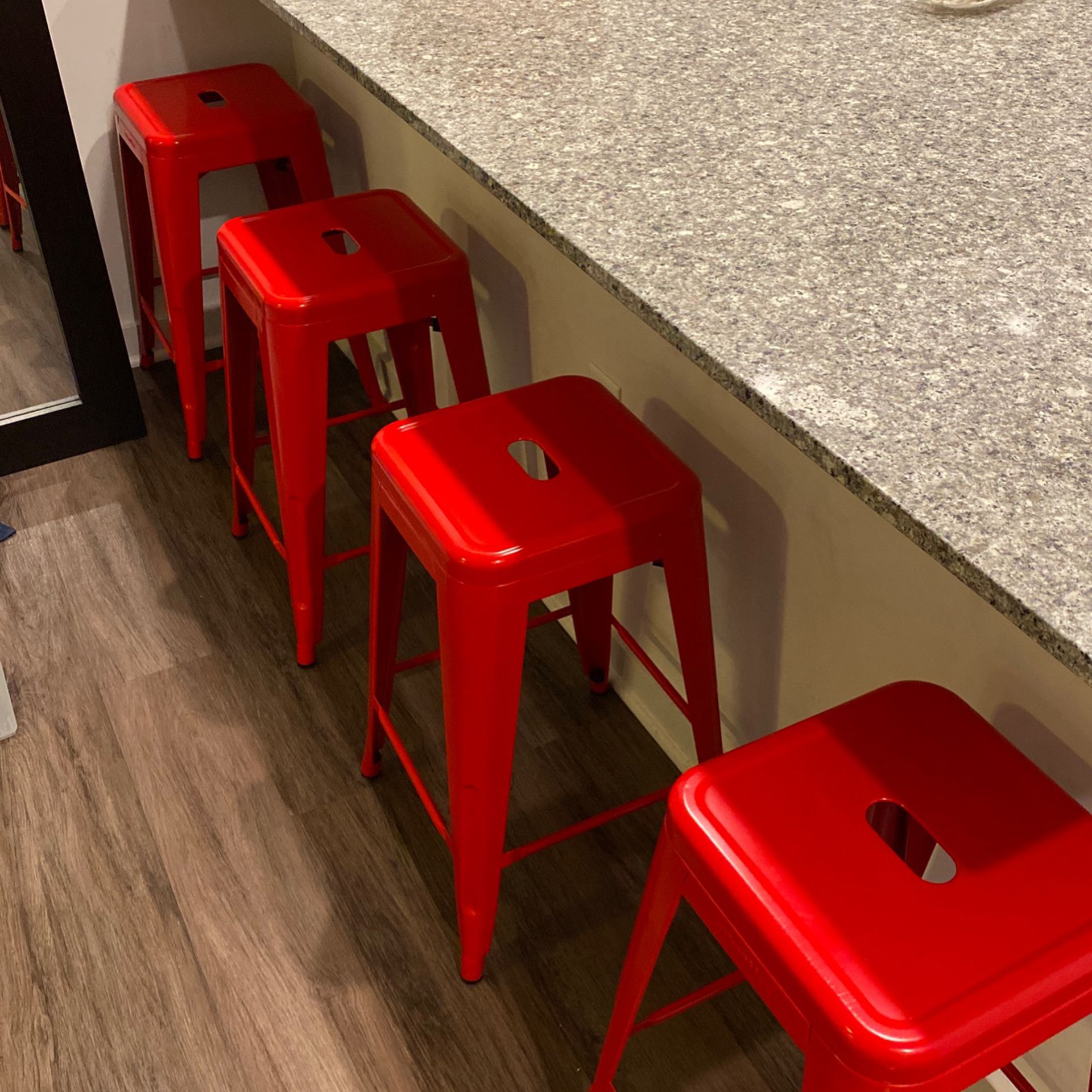 24inch Bar Stools, Set Of Four (4), (Red)
