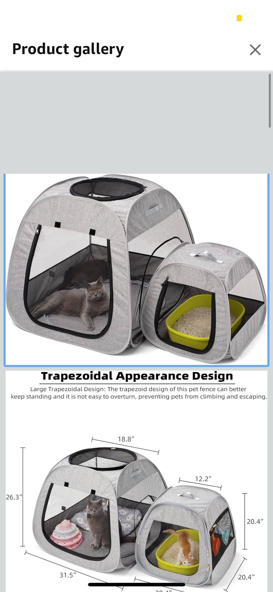 Portable Cat Playpen, Trapezoidal Design