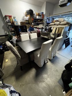 Dining Set - 6 Slip Cover Chairs
