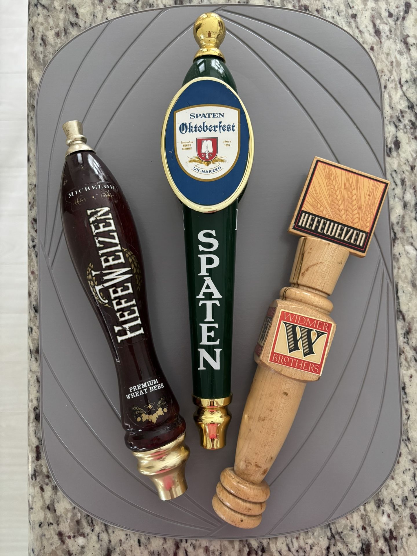 Octoberfest Tap Handles - 2 Hefeweizen and 1 Spa ten, 