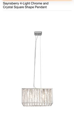 Home Decorators Collection Saynsberry 4-Light Chrome and Crystal Rectangelor Shape Pendant