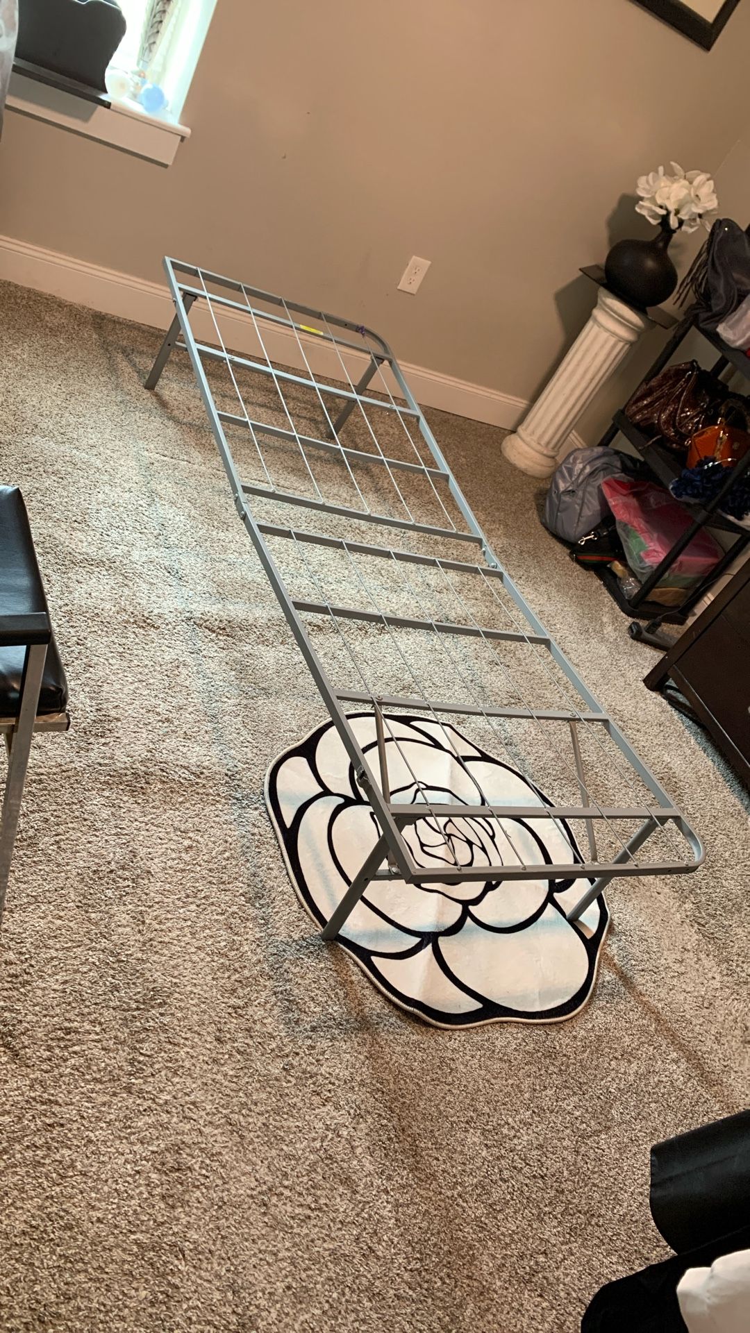 GREY METAL TWIN SIZE BED FRAME FOLDABLE