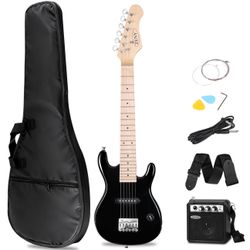 ZENY 30-inch Kids Electric Guitar with 5W Amplifier, Concert Bag, Strap, Cable, Strings and Spins, Guitar Combination Accessory Kit (Black)