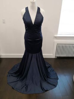 New Sz16 Navy Open Back Mermaid Dress