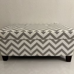 Gray And White Chevron Cushion Storage Bench
