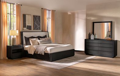 Leandro Burnished Black 4-piece California King Bedroom Set
