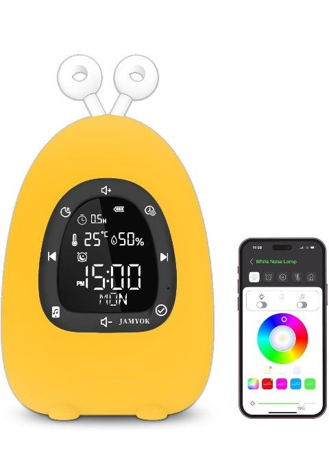 Sunrise Alarm Clock Wake Up Light, White Noise Sound Machine with 20 Soothing Sounds, 10 Night Lights, Bluetooth Speaker/App Control, Dimmable Clock f