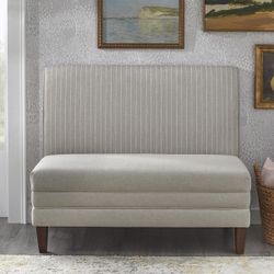 Polyester Upholstered Beige/Beige Stripe Bench (New)