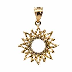 Woman’s Ladies 14k Yellow Gold CZ Cubic Zirconia Sun Pendant for Necklace GP3135436