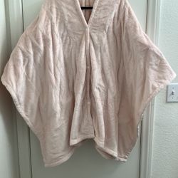 MP2 By Madison Park Heated Angel Wrap Shawl Plush Heated Poncho With Button Clasps 3-Heat Settings & 2-Hour Auto Shut Off, 50"X 64", Blush